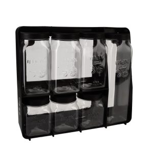 Plastic spice jar set with stand - Black